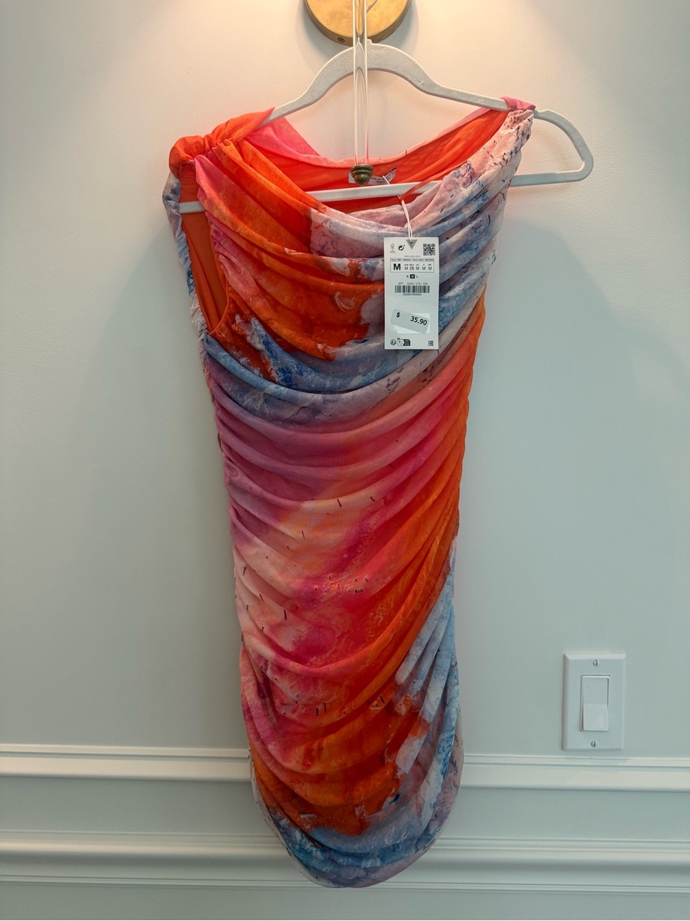 Zara Women's Multicolor Draped Sheath Dress - Pink & Orange